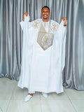 3PCS  Men's African Traditional  Bazin Riche Embroidery Outfit