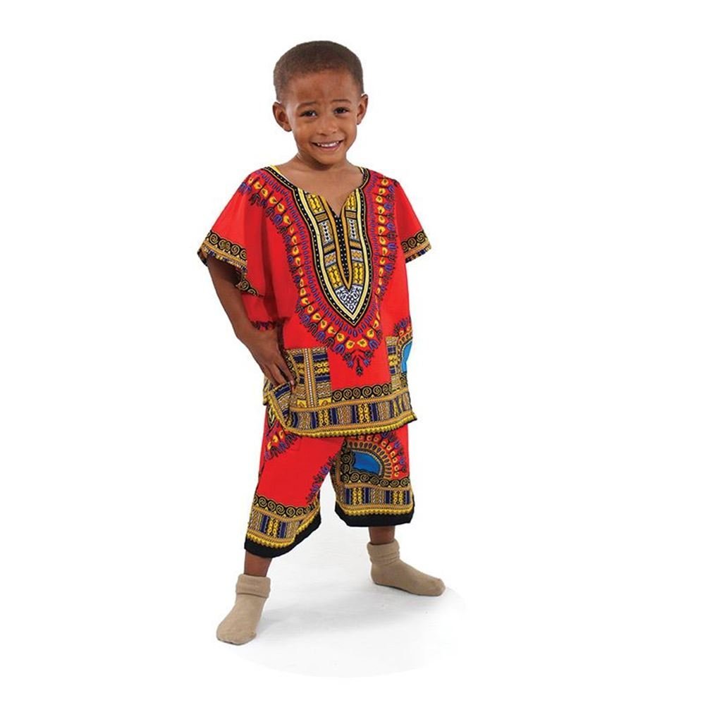 Kids Dashiki Set Red B&R African Styles