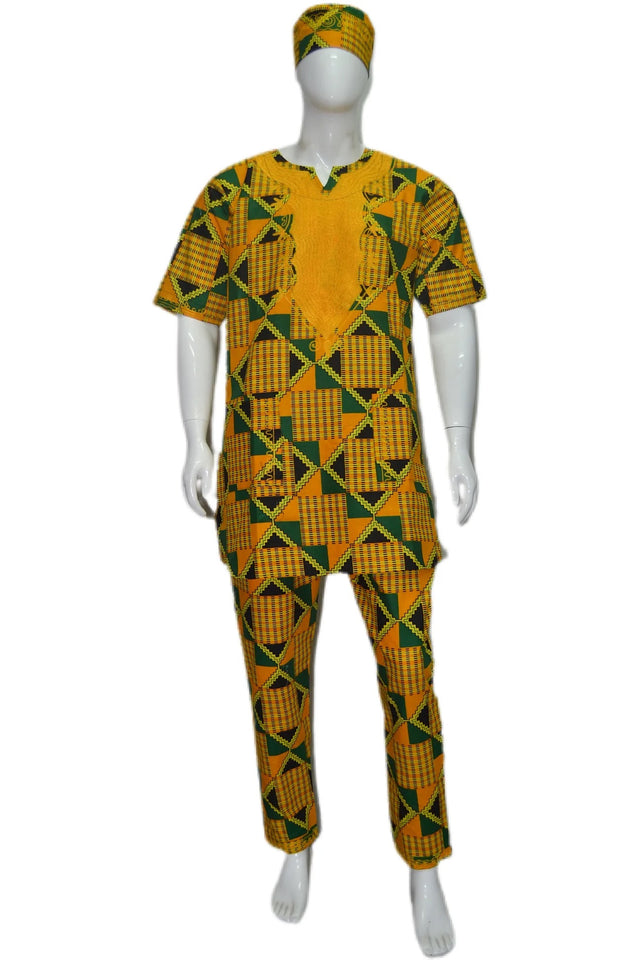 Kente Embroidered Pant Set For Men