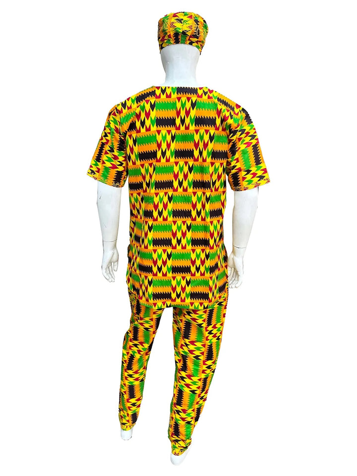 Kente Embroidered Pant Set For Men
