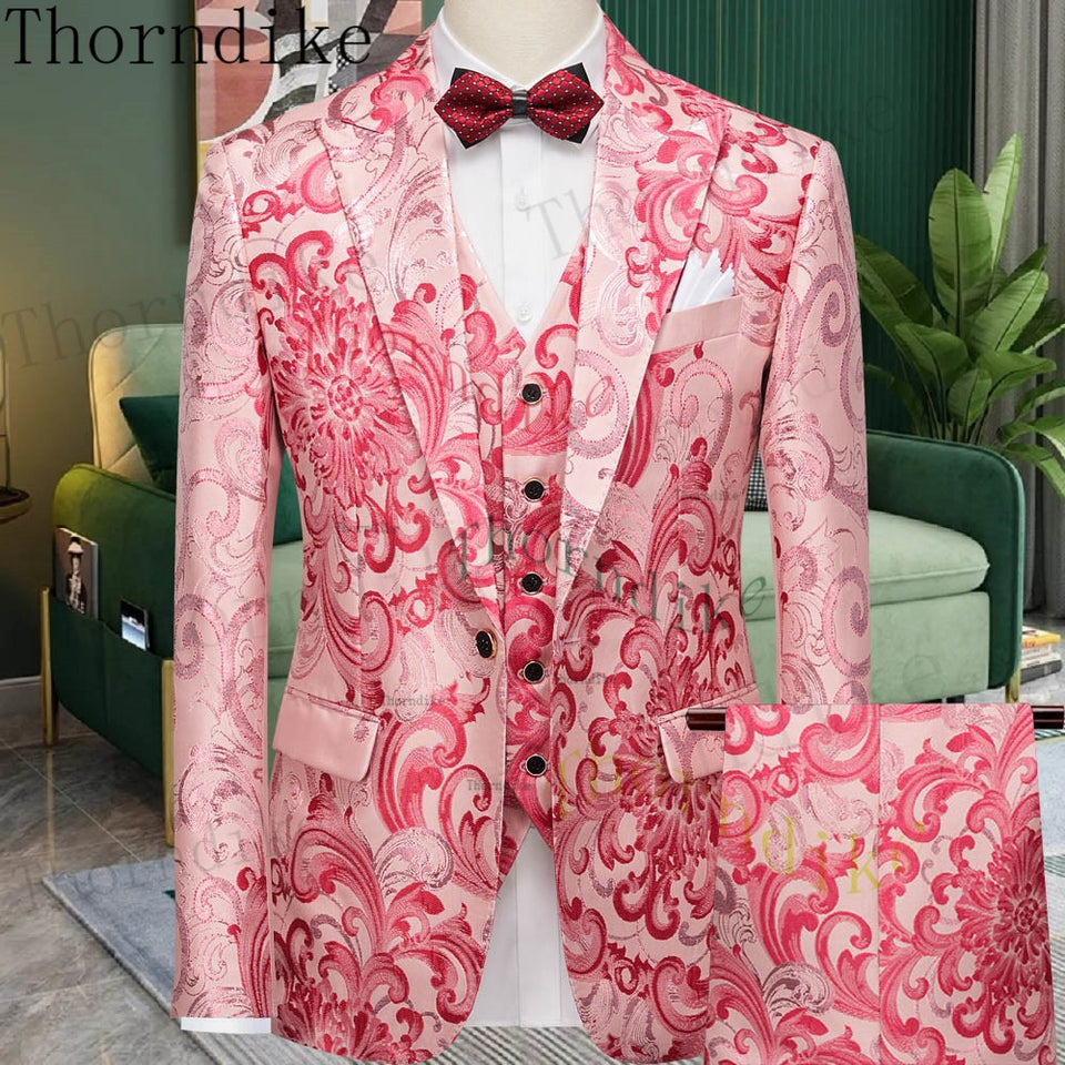 Thorndike Men's  Suit Tuxedo 3pcs Slim Fit Blazer