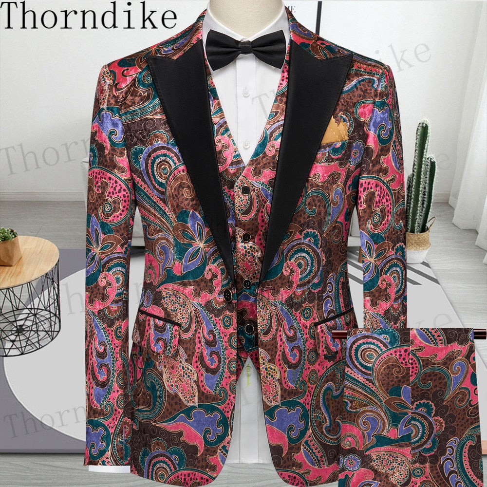 Thorndike Men's  Suit Tuxedo 3pcs Slim Fit Blazer