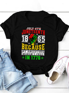 Juneteenth Print T-Shirt, Short Sleeve Crew Neck Casual Top For Spring & Summer, Women's Clothing