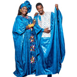 Traditional  Bazin Embroidery African Couple Outfits