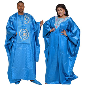 African Clothes For Couples Traditional  Bazin Embroidery