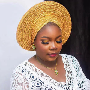Auto Gele Sequin Headtie Nigeria Head Wraps Lady Headpiece