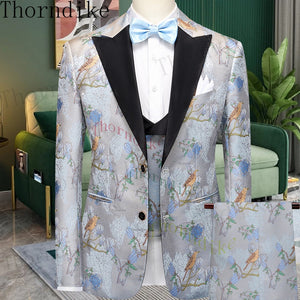 Thorndike Men's  Suit Tuxedo 3pcs Slim Fit Blazer