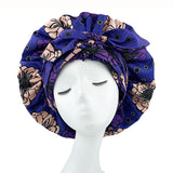 African Print Satin Bonnet with Long Ribbon Wrap Double Layer Headwrap Ankara Pattern Women Hair Cover Hair Wrap Cap