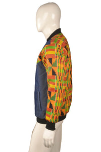 Kente Denim Unisex African Bomber Jacket