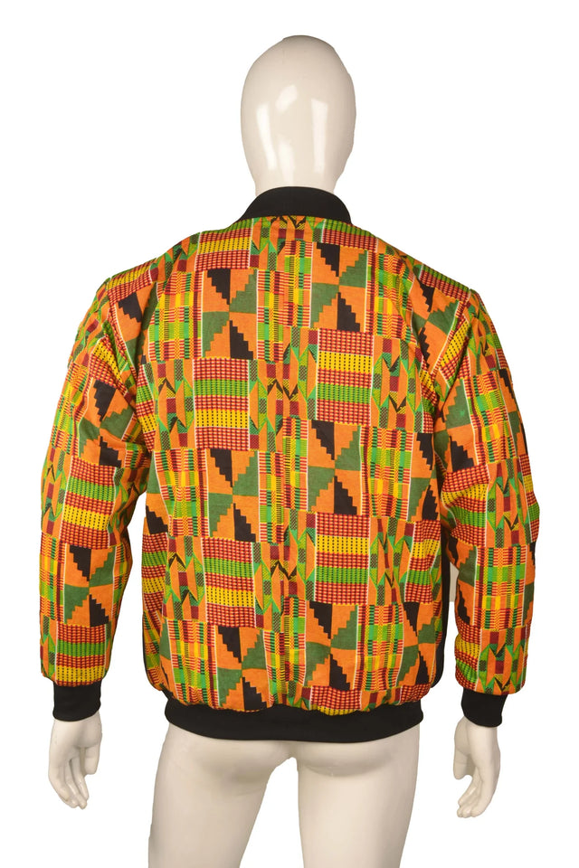 Kente Denim Unisex African Bomber Jacket