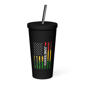Juneteenth Flag Insulated tumbler with a straw