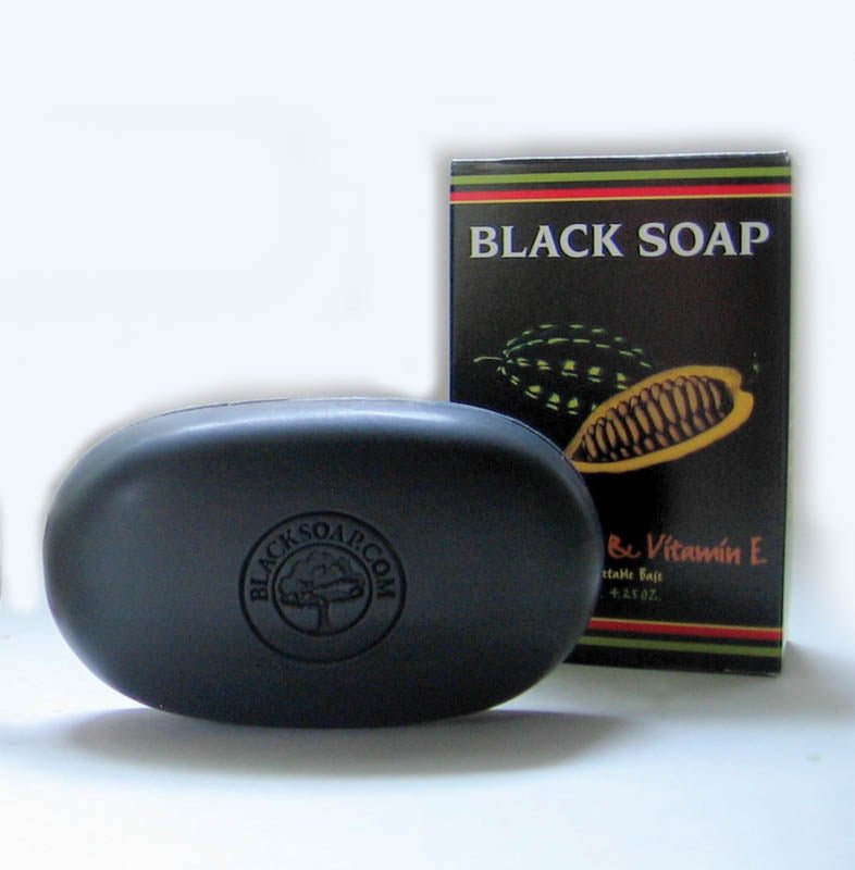 4 1/4 oz Cocoa & Vitamin E Black Soap - B&R African Styles