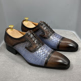 Real Leather Dress Shoes Handmade  Snake Print Pointed