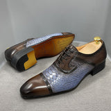 Real Leather Dress Shoes Handmade  Snake Print Pointed