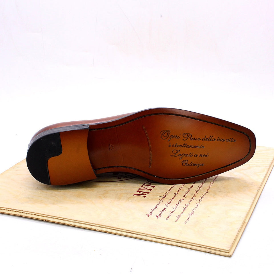 Men Dress Shoes Genuine Calf Leather Green Brown