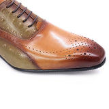 Men Dress Shoes Genuine Calf Leather Green Brown