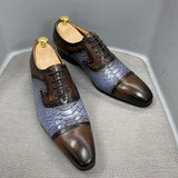Real Leather Dress Shoes Handmade  Snake Print Pointed