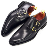 Double Monk Strap Oxford Shoes Men's  Genuine Leather Buckle
