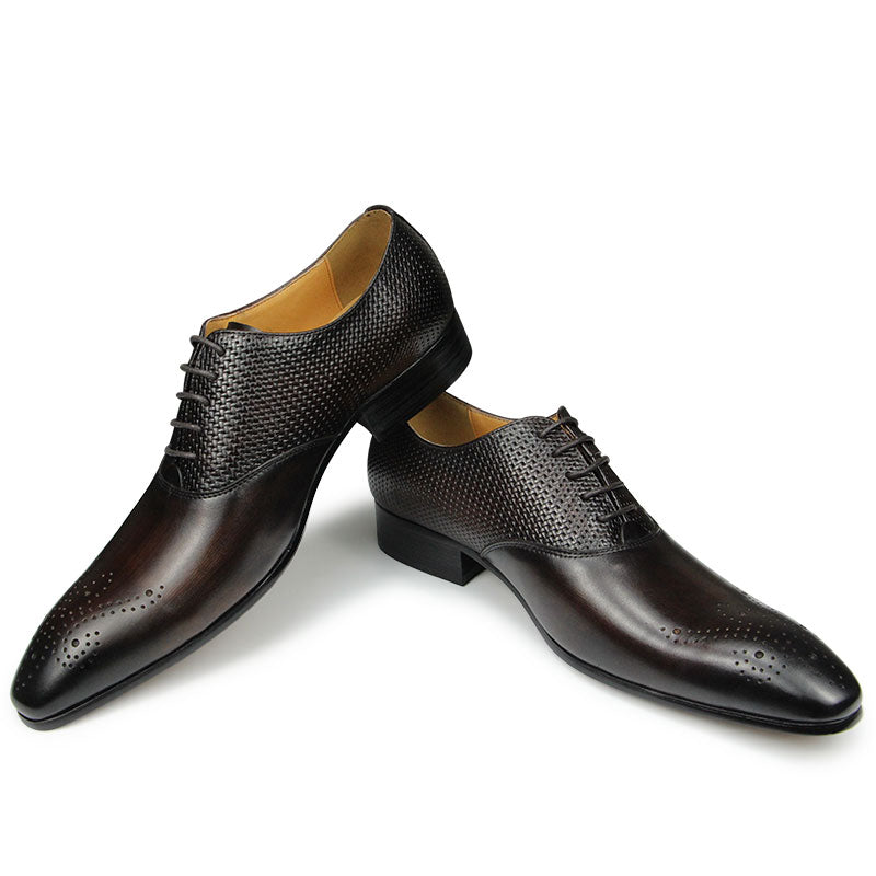 Lux Genuine Leather Shoes Fashion  Lace-up Pointed