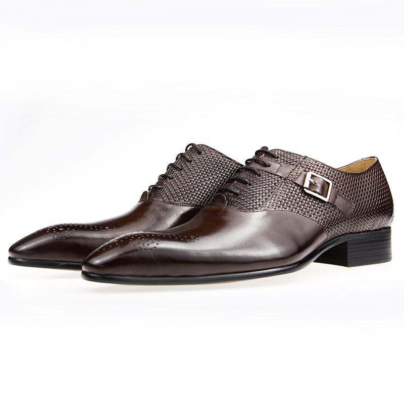 Lux Genuine Leather Shoes Fashion  Lace-up Pointed