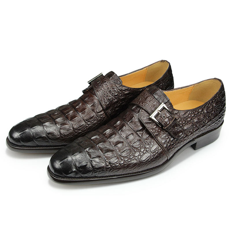 Genuine Leather Shoes Crocodile Pattern Classic Style