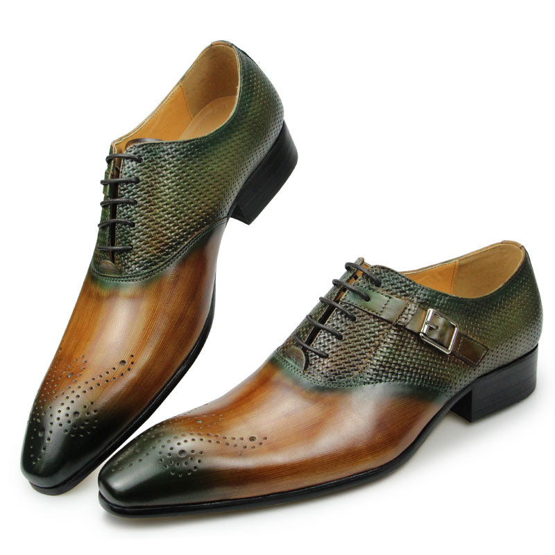 Lux Genuine Leather Shoes Fashion  Lace-up Pointed