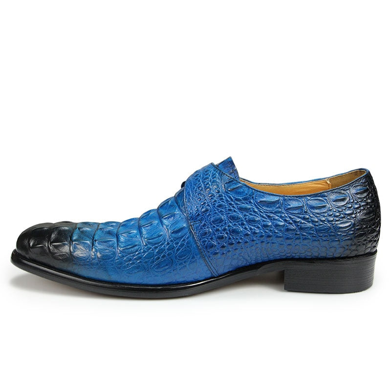 Genuine Leather Shoes Crocodile Pattern Classic Style