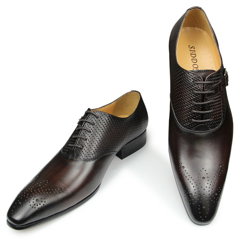 Lux Genuine Leather Shoes Fashion  Lace-up Pointed
