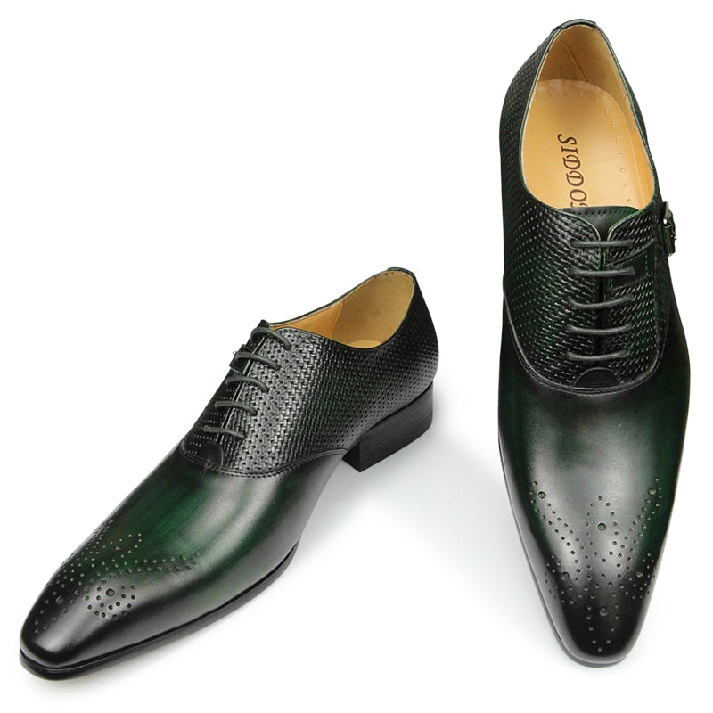 Lux Genuine Leather Shoes Fashion  Lace-up Pointed