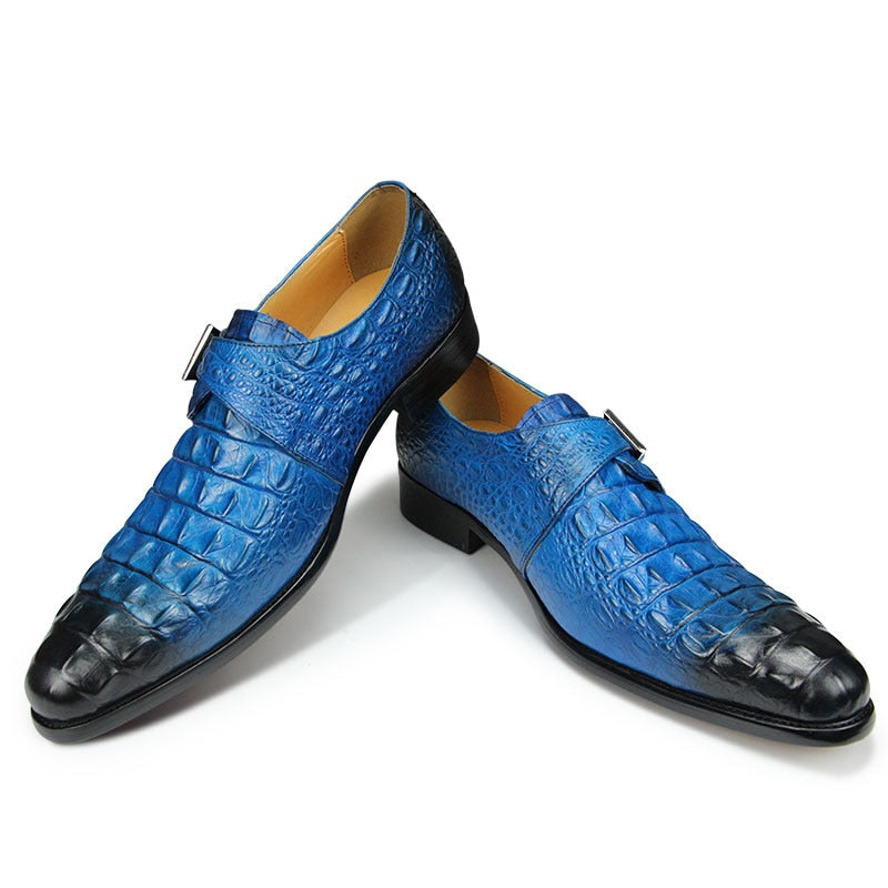 Genuine Leather Shoes Crocodile Pattern Classic Style