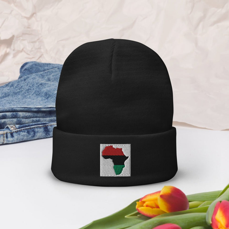 Africa map Embroidered Beanie