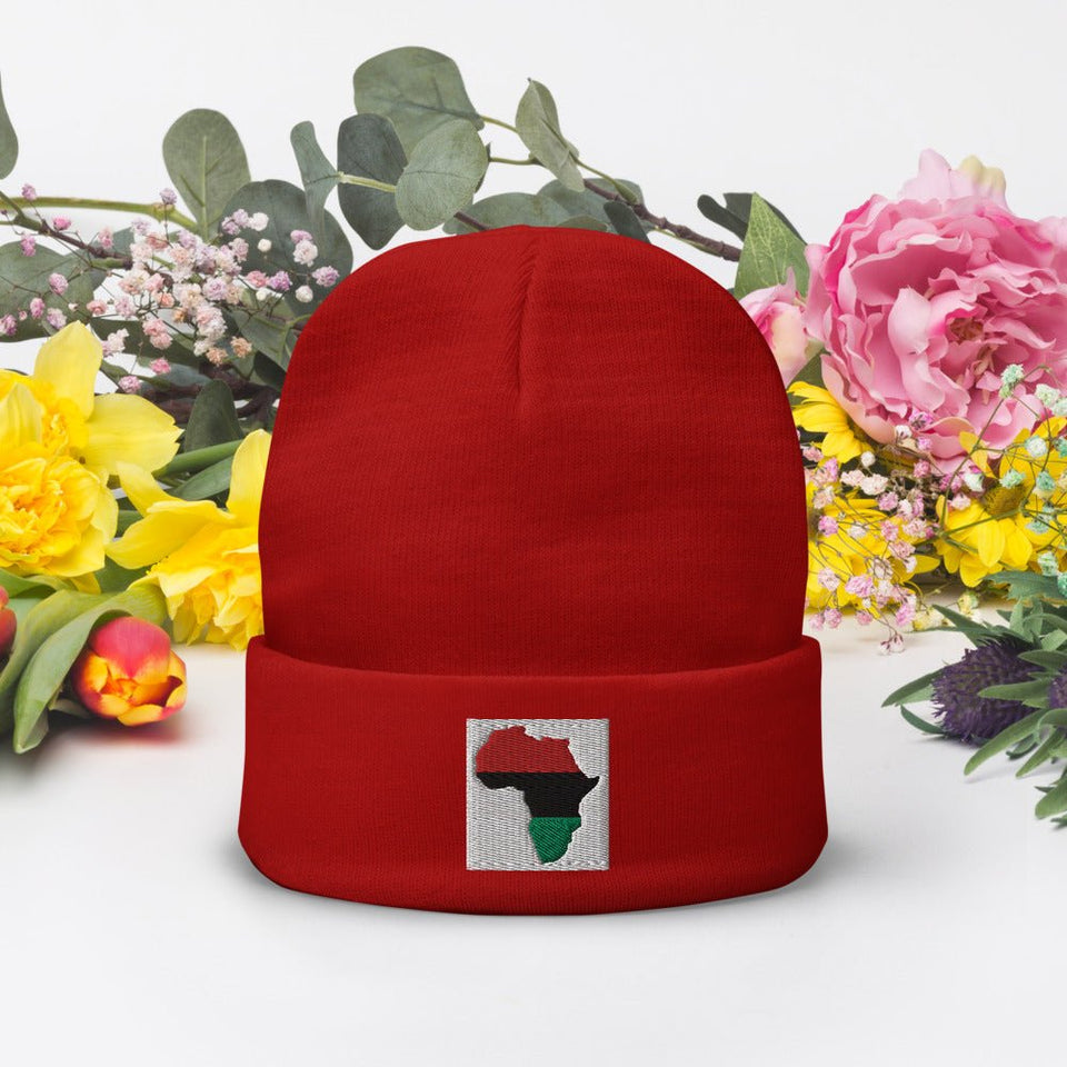 Africa map Embroidered Beanie