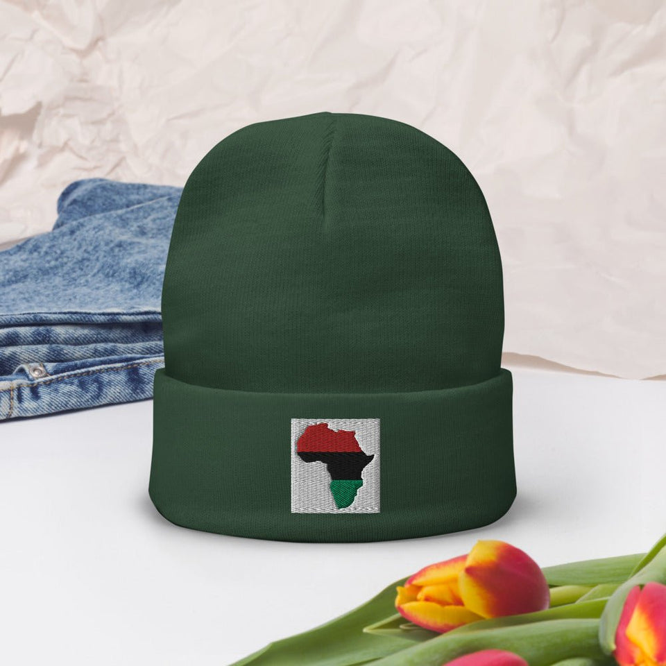 Africa map Embroidered Beanie