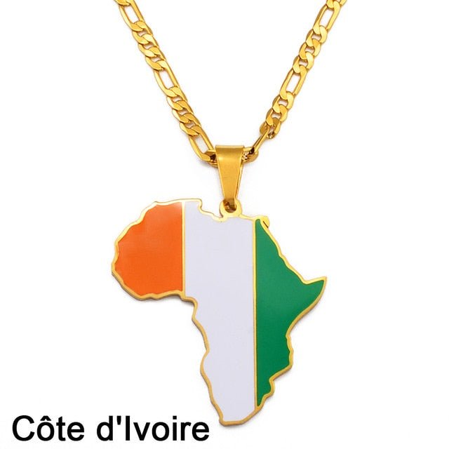 10K Diamond Gold Africa Map Pendant | Gold Presidents