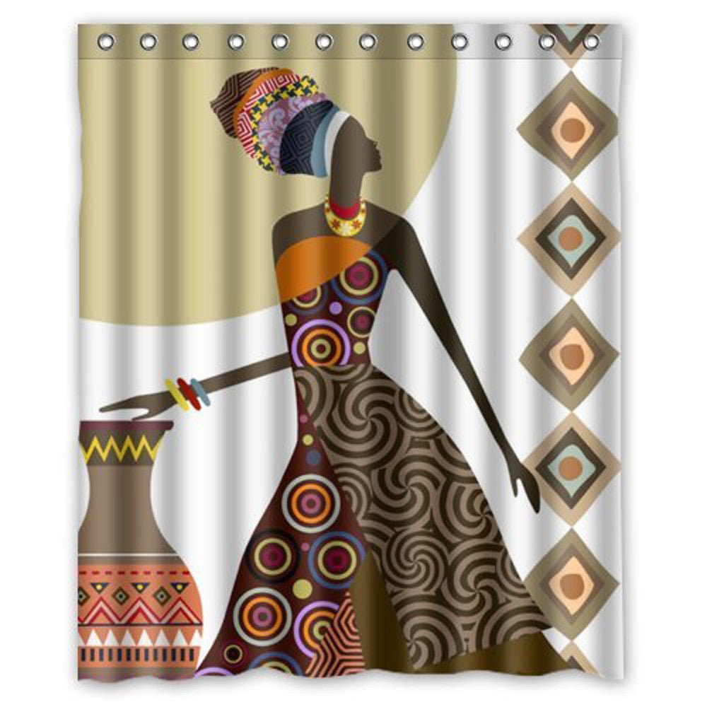 African Woman Fabric Mutilcolor  Waterproof Bathroom Shower Curtain - B&R African Styles