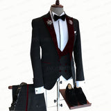 BLACK FORMAL SLIM SUIT FOR MEN 3 PIECES BLAZER JACKET