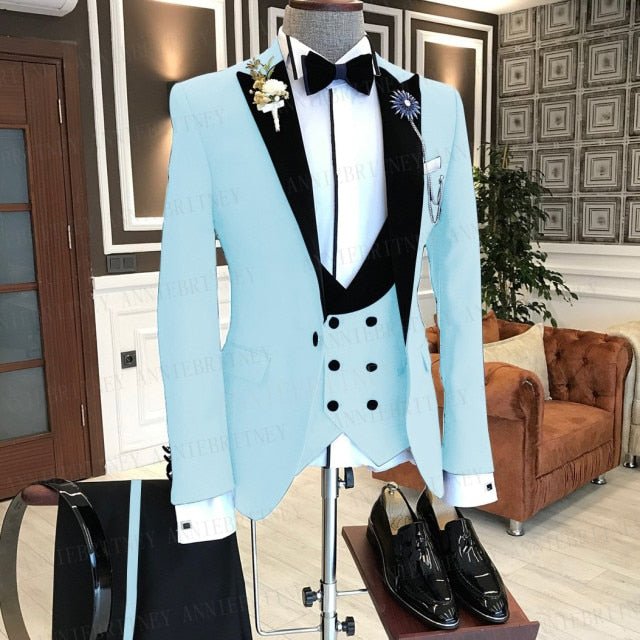 BLACK FORMAL SLIM SUIT FOR MEN 3 PIECES BLAZER JACKET