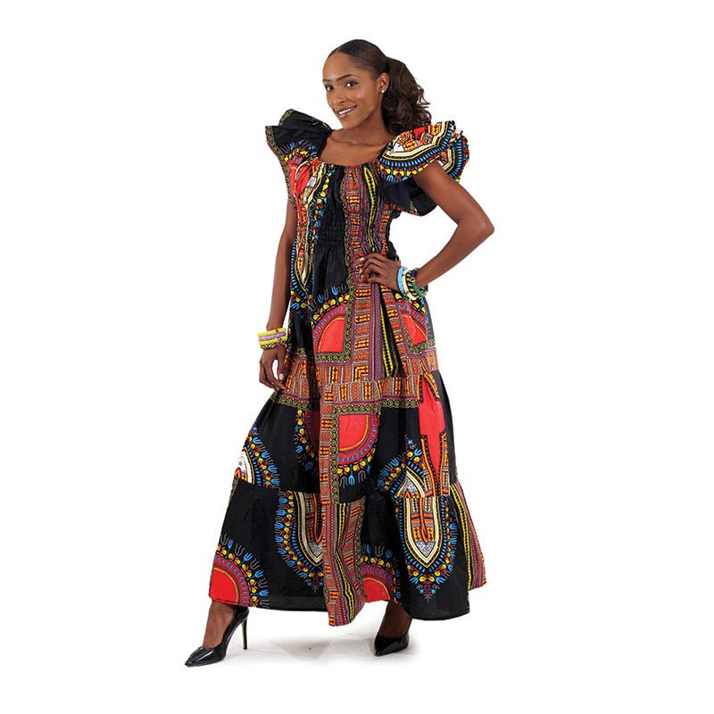 Black Print Princess Dresses - B&R African Styles