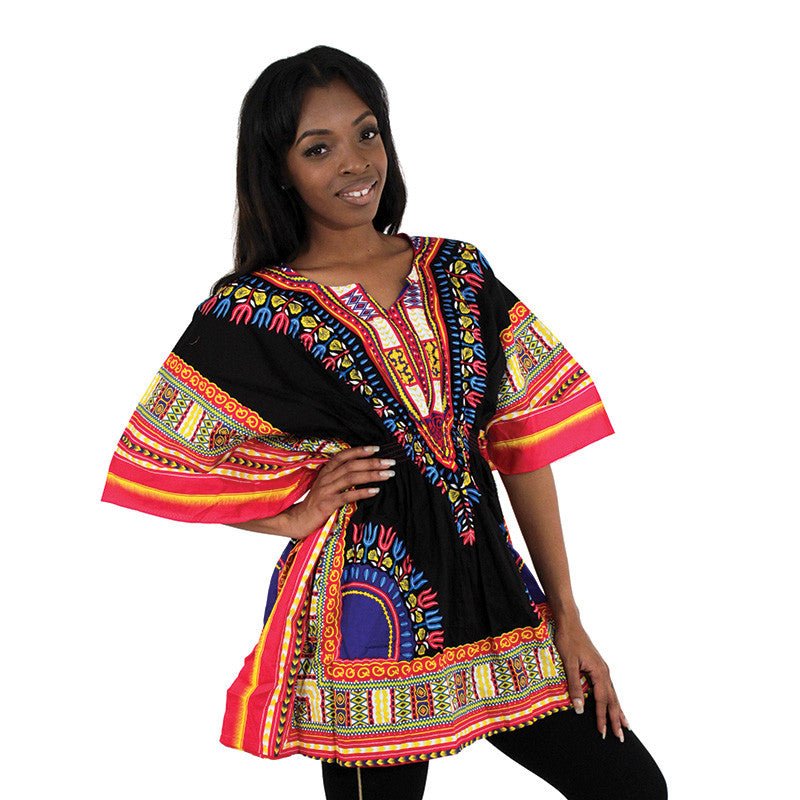 Black/Fuchsia Elastic Dashiki - B&R African Styles