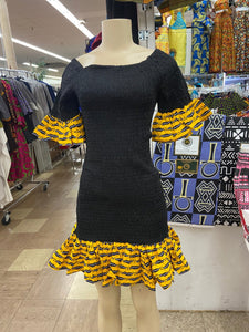 Black/Yellow Ruffled dress