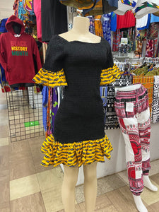 Black/Yellow Ruffled dress