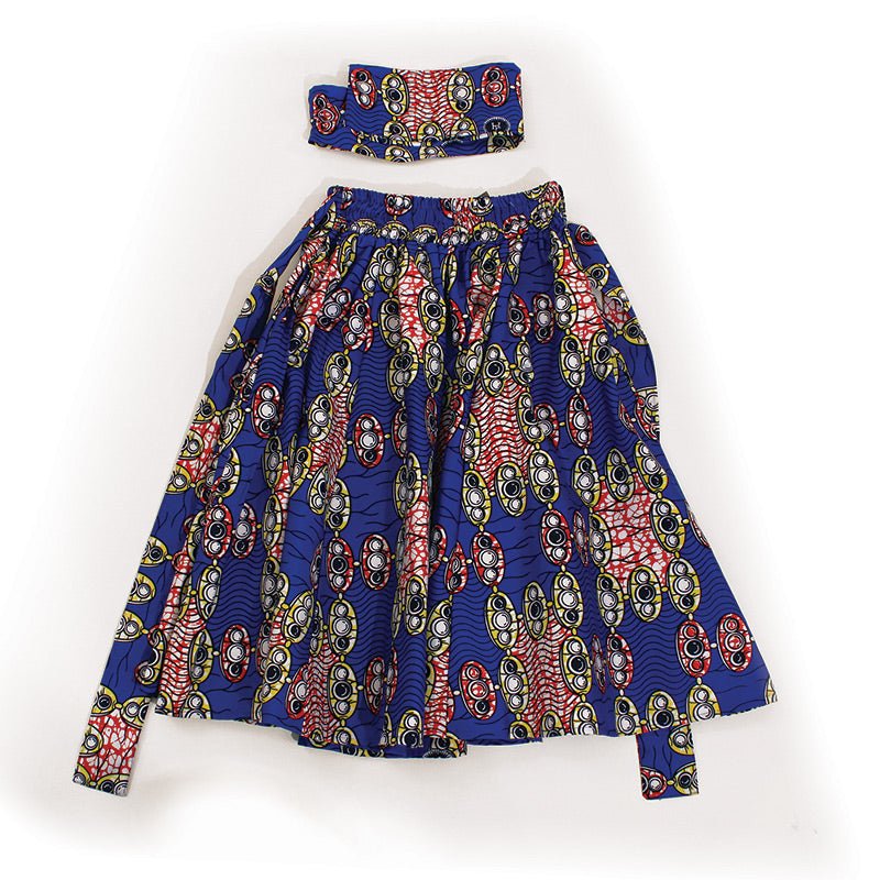 Blue Bead Print Skirt - B&R African Styles