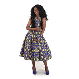 Blue Pinwheel Print Skirt - B&R African Styles