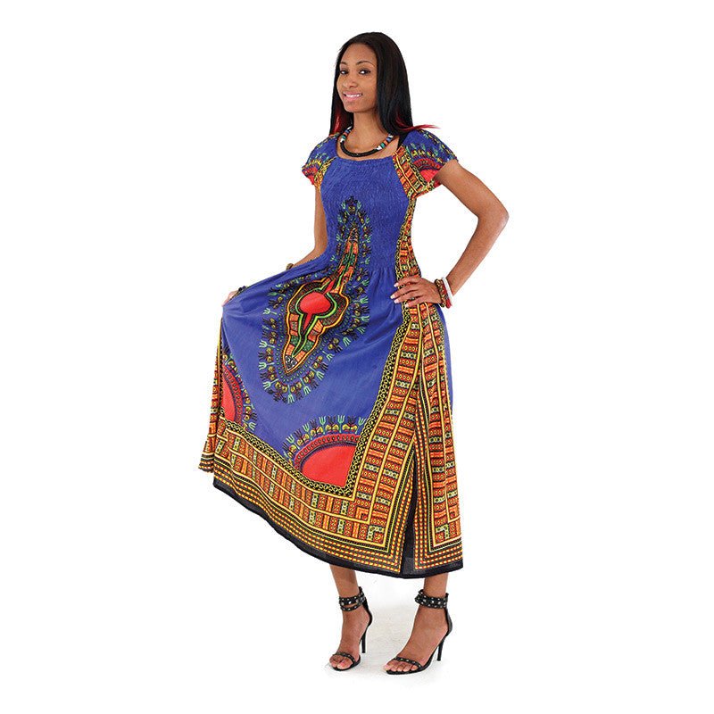 Blue Print Elegance Dress - B&R African Styles