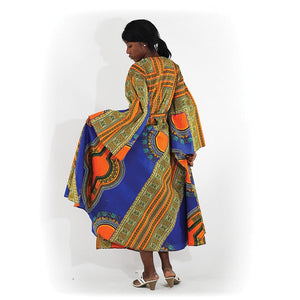 Blue Print Wrap Dress - B&R African Styles
