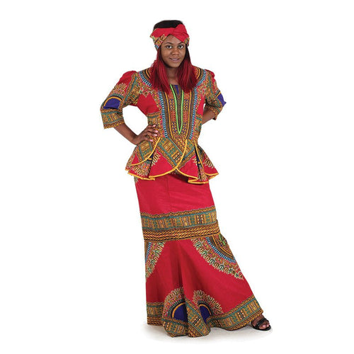 Burgundy (Size 12) Luxury Skirt Set - B&R African Styles