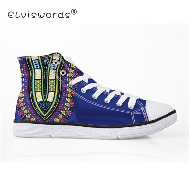 Cool Dashiki  Kente African Style  Men's High Top Canvas Shoes Lace-up - B&R African Styles