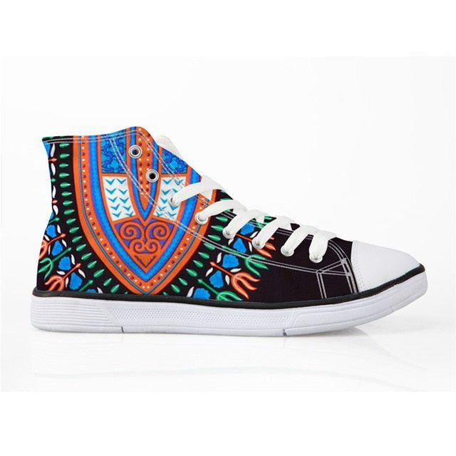 Cool Dashiki  Kente African Style  Men's High Top Canvas Shoes Lace-up - B&R African Styles