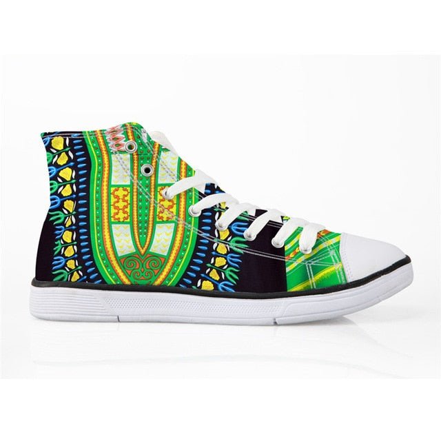 Cool Dashiki  Kente African Style  Men's High Top Canvas Shoes Lace-up - B&R African Styles