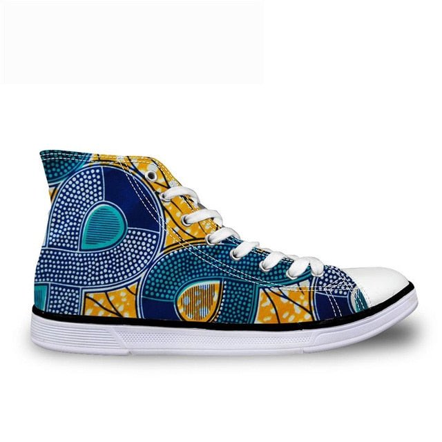 Cool Dashiki  Kente African Style  Men's High Top Canvas Shoes Lace-up - B&R African Styles